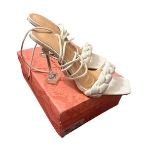 EGO White Braided Strap Clear Stiletto Heeled Sandals